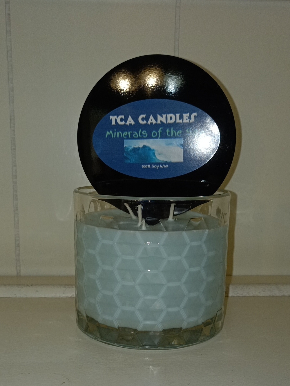 TCA Candles Mineral of the Sea Three-Wick Glass Candle - Pale Blue